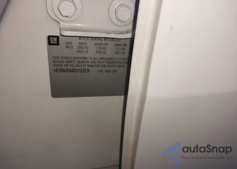 2012 Chevrolet Volt из США, поврежденный, VIN 1G1RA6E44CU123275